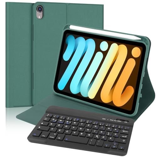 FOGARI Tastatur für iPad mini 7 (A17 pro) 2024/Mini 6 2021 8.3 Zoll, QWERTZ Deutsches Tastatur Magnetische Kabelloser Bluetooth Abnehmbar für iPad 6a/7a Generazione 8.3 Zoll, Dunkelgrün von FOGARI
