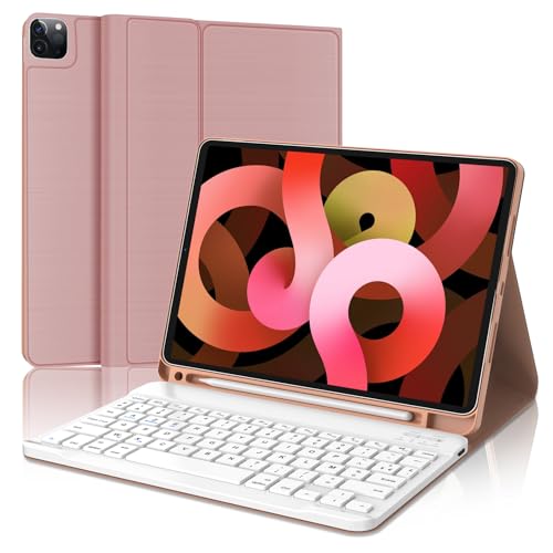 FOGARI Tastatur iPad Pro 11 – Tastaturhülle für iPad Air 5/iPad Air 4, Französische AZERTY-Tastatur, magnetisch, Bluetooth, kabellos – Roségold von FOGARI