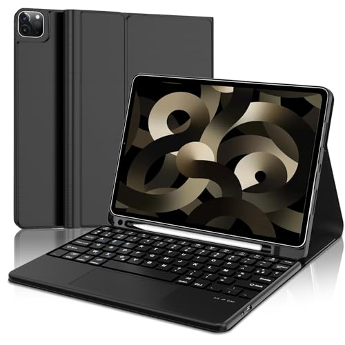 FOGARI Tastatur iPad Pro 11 – Tastaturhülle mit Touchpad für iPad Air 5/iPad Air 4, französische AZERTY-Tastatur, magnetisch, Bluetooth, kabellos – Schwarz von FOGARI