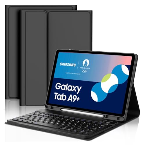 FOGARI Tastaturhülle für Samsung Galaxy Tab A9 Plus 27,9 cm (11 Zoll) 2023, UK-Layout, magnetisch abnehmbare Tastatur mit schlanker Smart-Abdeckung für Samsung Galaxy Tab A9+ 2023 (SM-X210/X216/X218), von FOGARI