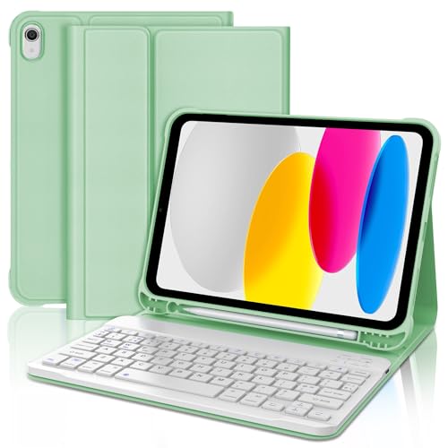 FOGARI Tastaturhülle für iPad 10. Generation, abnehmbare Tastatur mit UK-Layout, Grün von FOGARI