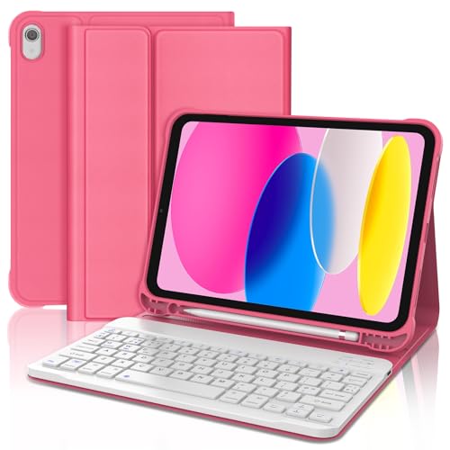 FOGARI Tastatur-Hülle für iPad 10. / A16 11. Generation, iPad 11 Zoll 2022/27,9 cm (11 Zoll) 2025, UK-Layout, Bluetooth, abnehmbare Tastatur, Rot von FOGARI
