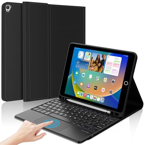 FOGARI Tastaturhülle für iPad 9. Generation 2021 – iPad 9. / 8. / 7. Generation 10,2 Zoll (10,2 Zoll) Hülle mit Trackpad-Tastatur, kabellose abnehmbare BT-Touchpad-Tastatur, Hülle mit Stifthalter, von FOGARI