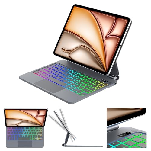 FOGARI Tastaturhülle für iPad Air 13 (M3 2025/M2 2024), Tastatur mit Hintergrundbeleuchtung für iPad Pro 12.9 6/5/4/3rd Generation (2022-2018), Magic Style Magnetic mit Multi-Touch-Trackpad, Schwarz von FOGARI