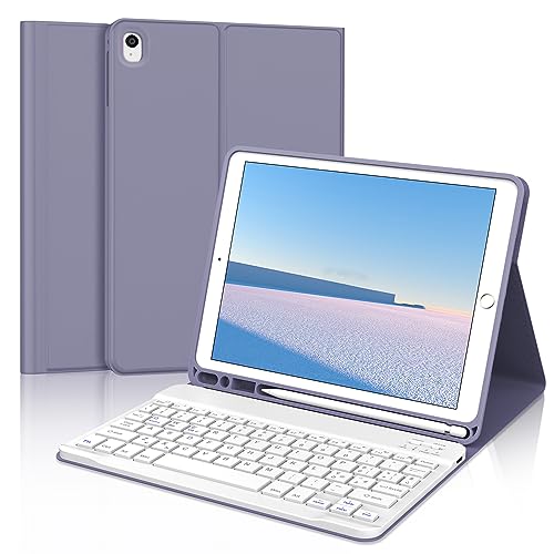 FOGARI Tastaturhülle iPad 10.2 - Italienisches Tastaturlayout für iPad 9 / 8 / 7. Generation, iPad Air 3, iPad Pro 10.5 – abnehmbare Tastatur, Schutzhülle mit Stifthalter, Lavendel Violett von FOGARI