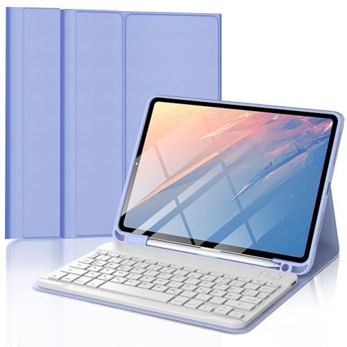 FOGARI iPad 10 Generation Tastatur Hülle | iPad 10.9 Tastatur Hülle 2022 - QWERTZ Deutsches Tastatur Magnetische Kabelloser Bluetooth Abnehmbar für iPad 10.Generation A2696/ A2757/ A2777 - Lila von FOGARI