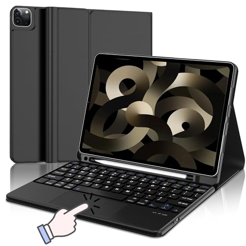 FOGARI iPad Pro 11 Tastaturhülle 2022 – iPad Air 5/Air 4 Hülle mit Trackpad-Tastatur – Abnehmbare Bluetooth-Touchpad-Tastatur – Smart-Hülle mit Stifthalter, Schwarz, TBP8-6N von FOGARI