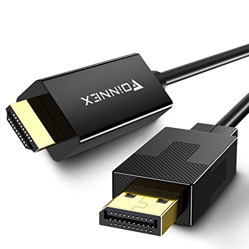 FOINNEX DisplayPort auf HDMI Kabel, 4K@30Hz DP zu HDMI Kabel UHD HDR, Display Port to HDMI Cable Verbindungskabel Video Stecker für Laptop, PC, Desktop zu HDTV, Monitor, Beamer, 2M/6.6FT von FOINNEX