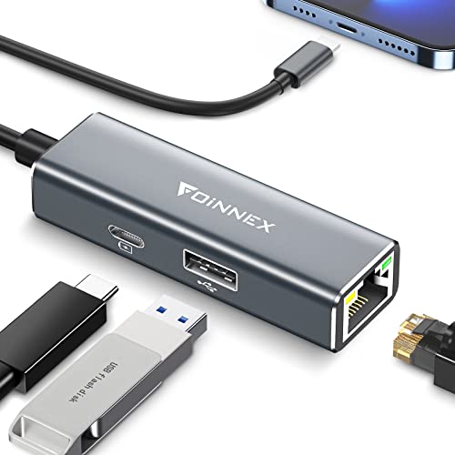 FOINNEX Ethernet Adapter Power kompatibel für iPad,iPhone 11,X,XS,XR,8,7,6 RJ45 Ethernet Hub mit USB Kamera OTG (Data Sync), Ladefunction Power delivery/Charging PD Port Converter LAN Netzwerk Kabel von FOINNEX