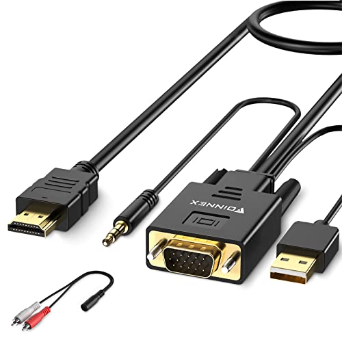 FOINNEX VGA auf HDMI Kabel 3M, VGA zu HDMI Cable Alter Stil PC zu TV/Monitor mit HDMI Eingang, VGA to HDMI Adapter Kabel für Laptop mit VGA Ausgang(Out) zu Projektor mit HDMI in. HD 1080P von FOINNEX