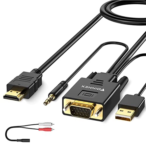 FOINNEX VGA auf HDMI Kabel 4.5M, VGA zu HDMI Cable Alter Stil PC zu TV/Monitor mit HDMI Stecker Eingang, 1080P VGA to HDMI Adapter Kabel mit Audio für Computer Laptop PC Monitor Beamer HDTV von FOINNEX