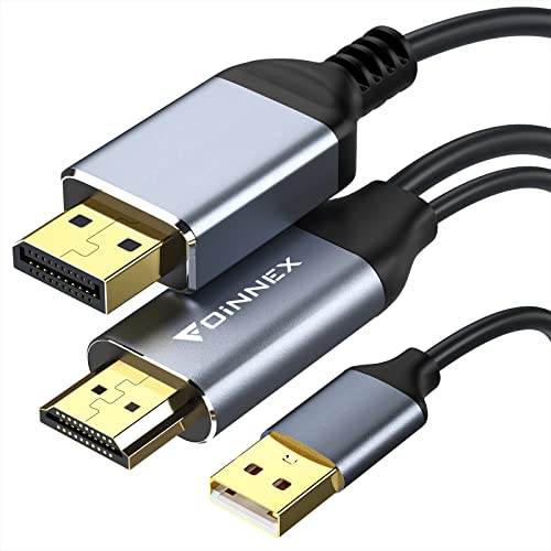 HDMI auf DisplayPort Kabel, 4K 60Hz HDMI zu DP Kabel mit Audio, HDMI to Display Port Cable, HDMI Eingang zu Displayport Ausgang Konverterkabel für PC,Monitor,NS,Xbox,Dex Pad, 2M Unidirektional von FOINNEX