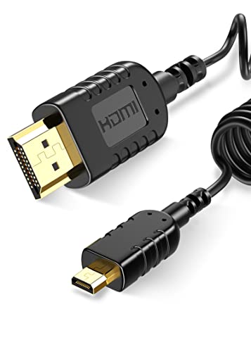 Micro HDMI auf HDMI Kabel 4K@60Hz, Spiral Micro HDMI Kabel mit UHD,3D,Ethernet,ARC,1080p,HDR, Highspeed Micro HDMI to HDMI Cable für GoPro Hero 7, Canon Kamera, Tablet, Gimbal, Stabilizer, 0.9M von FOINNEX