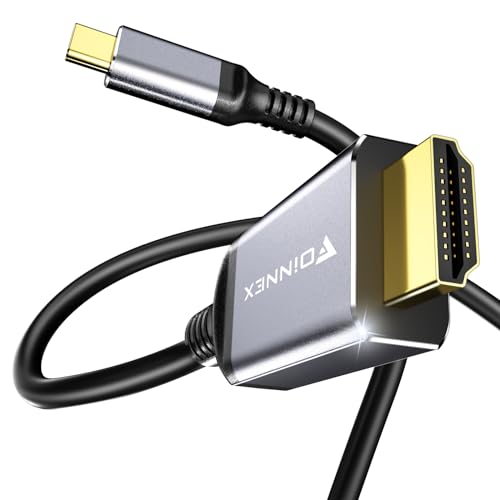 USB C auf HDMI Kabel, 4K@60Hz USB Typ-C zu HDMI Cable, USB 3.1 to HDMI 2.0 Cord HDR, HDCP2.2, Thunderbolt 3/4 Kompatibel für MacBook Pro/Air, iPad Pro, Surface, Galaxy S8-S23, 2M/6.6FT von FOINNEX