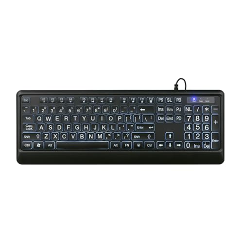 FOLODA USB LED Tastatur 104 Tasten Große Computertastatur Geeignet Für Ältere Menschen Und Optisch Perfekt Für Senioren. Verwenden Sie Die Bürotastatur von FOLODA