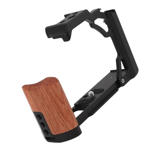 FOLOSAFENAR Kamera -Käfig -Käfig, Aluminiumlegierung Kamera Käfig Perspekte Anpassung Anodierter Holzgriff Anti -Slip für Fotografie (Schwarz) von FOLOSAFENAR