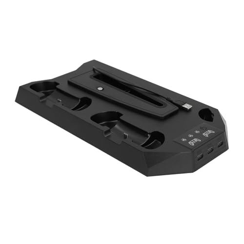 FOLOSAFENAR Konsole Vertikaler Ständer, Konsolenkühlungsbasis 3 USB -Hub -Hub -Speicherplatz Stabil mit Kopfhörerhaken für Spielekonsole (Schwarz) von FOLOSAFENAR