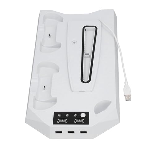 FOLOSAFENAR Konsole Vertikaler Ständer, Konsolenkühlungsbasis 3 USB -Hub -Hub -Speicherplatz Stabil mit Kopfhörerhaken für Spielekonsole (Weiß) von FOLOSAFENAR