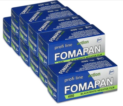 10er Pack Foma Fomapan Action Fotofilm 400 ISO Schwarz - Weiß Negativ- Rollfilm/Mittelformatfilm / 120 Format von FOMA