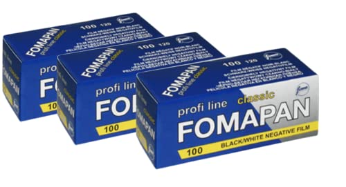 3er Pack Foma Fomapan Classic Fotofilm 100 ISO Schwarz - Weiß Negativ- Rollfilm/Mittelformatfilm / 120 Format, FO11161-3 von FOMA
