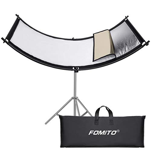 Fomito 178cmx65cm Photo Studio Licht Reflektor/Diffusor, 4in1 Clamshell Lichtreflektor für Fotografie Porträtbeleuchtung Filmaufnahmen, Schwarz/Weiß/Gold/Silber von FOMITO