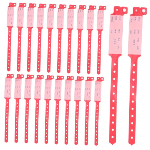 FONDOTIN 100 Stück -Identitätsband Party -Armbänder Karnevalsarmband Identifikationsband bedruckbare Armbänder wasserdichte Armbänder Kunststoffarmbänder Schlüsselarmband PVC rot von FONDOTIN
