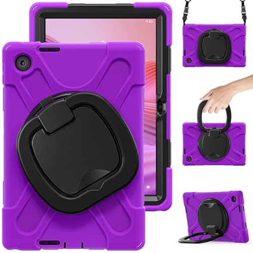 FONREST Kompatibel mit Lenovo Tab 25,7 cm (10,1 Zoll) 2025 (TB-311FU/TB-311XU), robuste Schutzhülle mit Schultergurt, 360° drehbarem Ringgriff/Ständer, strapazierfähig, stoßfest, mit Schultergurt von FONREST
