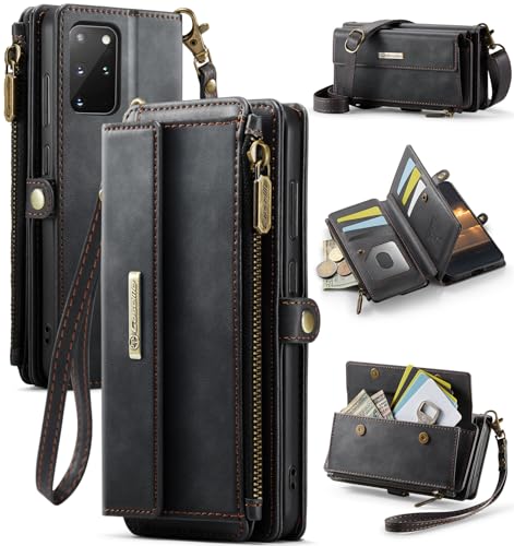 FONREST Kompatibel mit Samsung-Galaxy-S20+Plus Crossbody-Geldbörse, magnetische Klappklappe, PU-Leder, Brieftaschen-Hülle mit Ständer, 9 RFID-blockierende Kartenhalter, Reißverschlusstasche FONREST Kompatibel mit Samsung-Galaxy-S20+Plus Crossbody-Geldbörse, magnetische Klappklappe, PU-Leder, Brieftaschen-Hülle mit Ständer, 9 RFID-blockierende Kartenhalter, Reißverschlusstasche von FONREST
