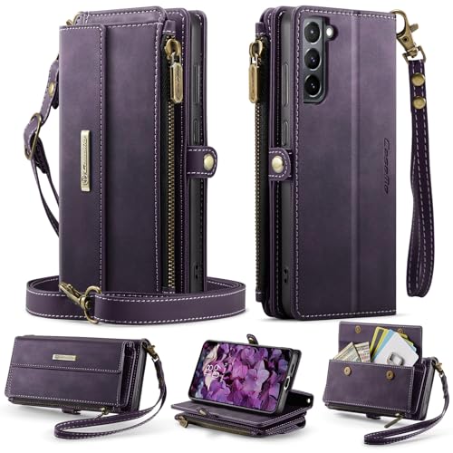 FONREST Kompatibel mit Samsung-Galaxy-S21+Plus Crossbody-Geldbörsenhülle, magnetische Klappklappe, PU-Leder, Brieftaschen-Hülle mit Ständer, 9 RFID-blockierende Kartenhalter, Reißverschlusstasche FONREST Kompatibel mit Samsung-Galaxy-S21+Plus Crossbody-Geldbörsenhülle, magnetische Klappklappe, PU-Leder, Brieftaschen-Hülle mit Ständer, 9 RFID-blockierende Kartenhalter, Reißverschlusstasche von FONREST