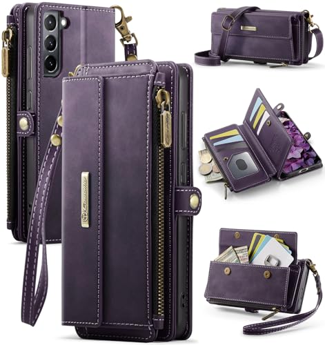FONREST Kompatibel mit Samsung-Galaxy-S21 Crossbody-Geldbörse, magnetische Klappe, PU-Leder, Brieftaschen-Hülle mit Ständer, 9 RFID-blockierende Kartenhalter, Reißverschlusstasche, Schlüsselband FONREST Kompatibel mit Samsung-Galaxy-S21 Crossbody-Geldbörse, magnetische Klappe, PU-Leder, Brieftaschen-Hülle mit Ständer, 9 RFID-blockierende Kartenhalter, Reißverschlusstasche, Schlüsselband von FONREST