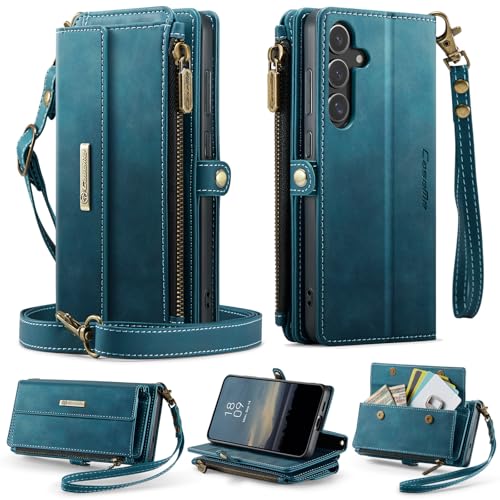 FONREST Kompatibel mit Samsung-Galaxy-S24+Plus Crossbody-Geldbörse, magnetische Klappklappe, PU-Leder, Brieftaschenhülle mit Ständer, 9 RFID-blockierende Kartenhalter, Reißverschlusstasche FONREST Kompatibel mit Samsung-Galaxy-S24+Plus Crossbody-Geldbörse, magnetische Klappklappe, PU-Leder, Brieftaschenhülle mit Ständer, 9 RFID-blockierende Kartenhalter, Reißverschlusstasche von FONREST