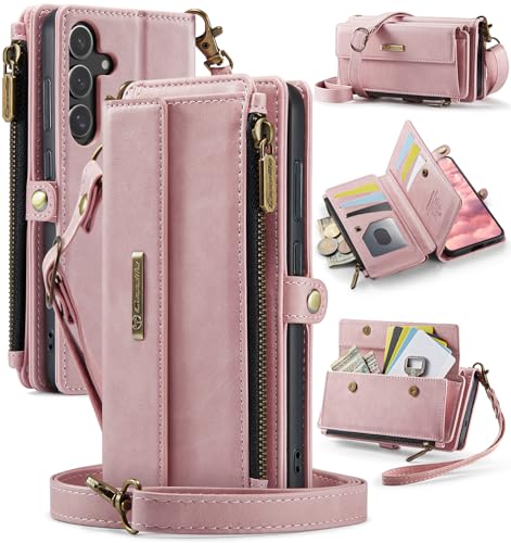 FONREST Kompatibel mit Samsung-Galaxy-S25+Plus Crossbody-Geldbörse, magnetische Klappklappe, PU-Leder, Brieftaschen-Hülle mit Ständer, 9 RFID-blockierende Kartenhalter, Reißverschlussfach FONREST Kompatibel mit Samsung-Galaxy-S25+Plus Crossbody-Geldbörse, magnetische Klappklappe, PU-Leder, Brieftaschen-Hülle mit Ständer, 9 RFID-blockierende Kartenhalter, Reißverschlussfach von FONREST