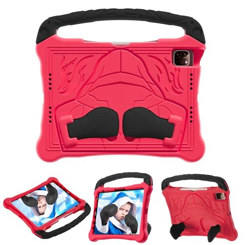 FONREST Kompatibel mit iPad (A16) 11 Zoll / 10. Generation, kinderfreundliche EVA-Hülle, Box-Thema, leicht, stoßfest, mit Griffständer, A3354, A3355, A2696, A2757 (rot/schwarz) von FONREST