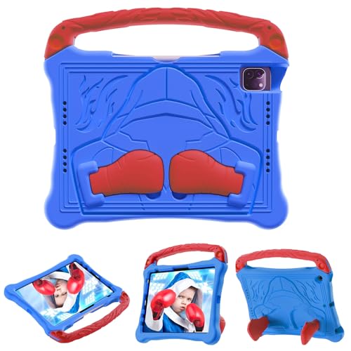 FONREST Kompatibel mit iPad Air 27,9 cm (11 Zoll) M3/M2 4. / 5. Generation, EVA-Hülle mit Stifthalter, kinderfreundliches Box-Thema, leicht, stoßfest, mit Griffständer, A3266/A3267 (Blau/Rot) von FONREST
