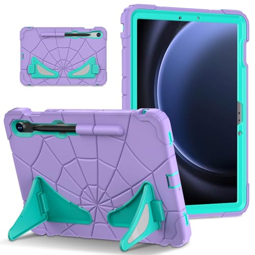 FONREST Robuste Kinder-Schutzhülle für Samsung Galaxy Tab S9 FE/S9/S8/S7 (SM-X510/X710/X700/T870) mit doppeltem Ständer, stoßfestes, kindersicheres Polycarbonat + Silikon, robuste Schutzhülle mit von FONREST