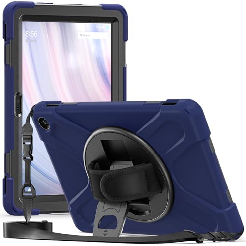FONREST Robuste Schutzhülle für Fire HD 10 Tablet 13. Generation 2023, 25,7 cm (10,1 Zoll), mit Ständer, strapazierfähig, stoßfest, mit 360° drehbarem Klettverschluss und Schultergurt, Marineblau von FONREST