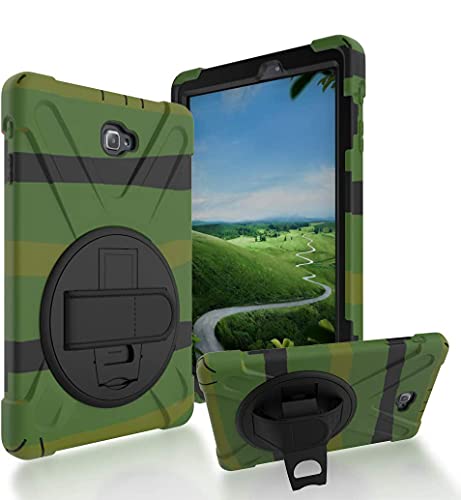 FONREST Robuste Schutzhülle für Samsung Galaxy Tab A 10.1 2016 (SM-P580/P585), Hybrid-Schutzhülle mit 360° drehbarem Griff, Ständer, Schultergurt, S-Stifthalter (Camouflage) von FONREST