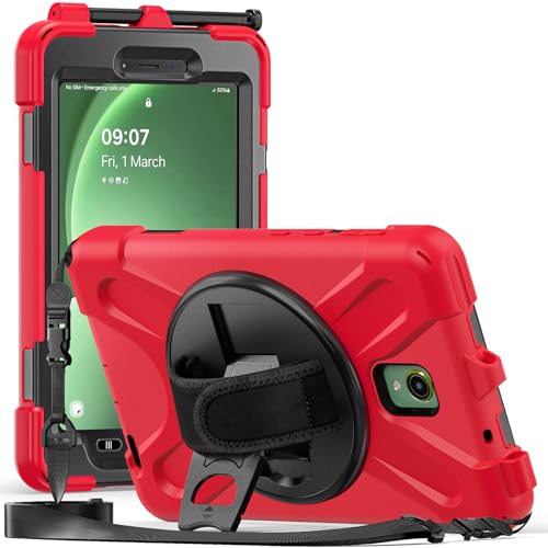 FONREST Robuste Schutzhülle für Samsung Galaxy Tab Active5 5G 20,3 cm (8 Zoll) (SM-X300/X306B 2024)/Active 3 T570/T575, mit 360° drehbarem Ständer, strapazierfähig, stoßfest, mit Hand-/Schultergurt, von FONREST