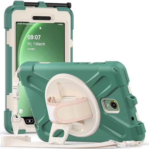 FONREST Robuste Schutzhülle für Samsung Galaxy Tab Active5 5G 20,3 cm (8 Zoll) (SM-X300/X306B 2024)/Active 3 T570/T575, mit 360° drehbarem Ständer, strapazierfähig, stoßfest, mit Hand-/Schultergurt, von FONREST