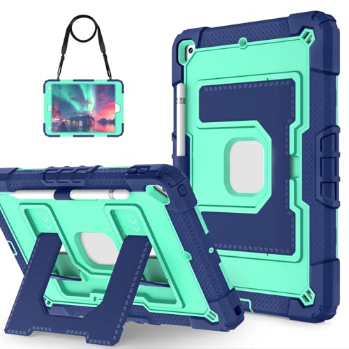 FONREST Robuste Schutzhülle für iPad 10,2 Zoll (25,9 cm) 9. / 8. / 7. Generation A2602/3/4/5, mit breitem stabilem Ständer, Stifthalter, strapazierfähig, stoßfest, mit Schultergurt, Marineblau + von FONREST