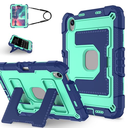 FONREST Robuste Schutzhülle kompatibel mit iPad Mini (A17 Pro 7. Generation) 21,1 cm (8,3 Zoll) 2024/Mini 6, Hülle mit Stifthalter, breiter Ständer, strapazierfähig, stoßfest, Schultergurt, Marineblau von FONREST