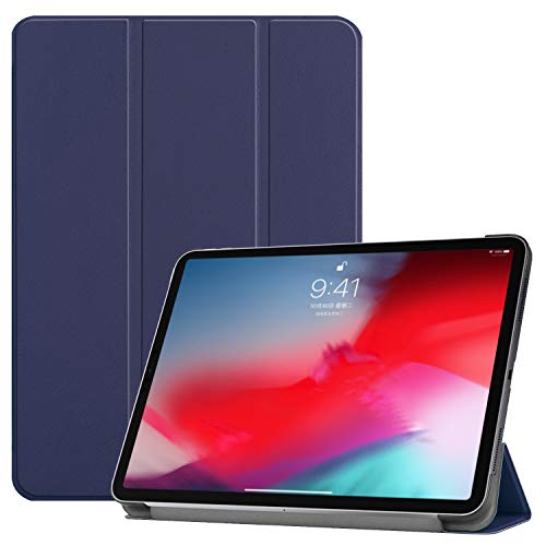 Fonrest Foldable Stand Leather Case for iPad Pro 11 Inch Display 2018, PU Ultra Slim Fit Protection Auto Sleep/Wake Magnetic Flip Tablet Case (11-Inch Display, Dunkelblau) von FONREST