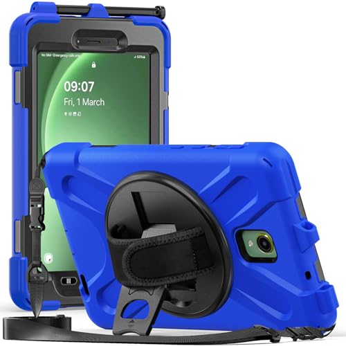Fonrest Robuste Schutzhülle für Samsung Galaxy Tab Active5 5G 20,3 cm (8 Zoll) (SM-X300/X306B 2024)/Active 3 T570/T575, mit 360° drehbarem Ständer, strapazierfähig, stoßfest, mit Hand-/Schultergurt, von FONREST