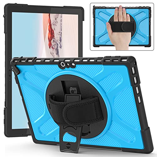 Schutzhülle für 32,3 cm (12,3 Zoll) Microsoft-Surface-Pro-7-Plus (2021)/7/6/5/4 rotierender Ständer, tragbare Hybrid-Schutzhülle mit 360° drehbarem Ständer, kompatibel mit Typ-Cover-Tastatur (blau) von FONREST