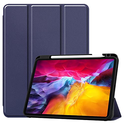 Tri-fold Stand Case for iPad Pro 11 Zoll 2021 with Pencil Holder, PU Front and TPU Back Full Body Protective Tablet Magnetic Flip Cover 【Apple Pencil Charging + Auto Sleep/Wake】 (Blau) von FONREST