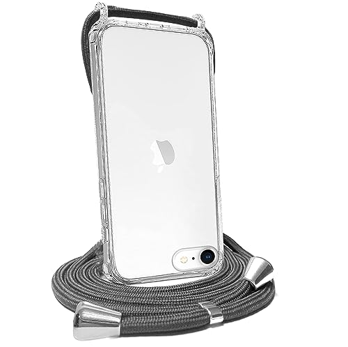 FOQENCCI Crossbody-Schutzhülle für iPhone SE (2. Generation/3. Generation) mit verstellbarem Umhängeband, schmale Passform, klar, weiches TPU + hartes Polycarbonat, kratzfest, stoßfest, für iPhone von FOQENCCI