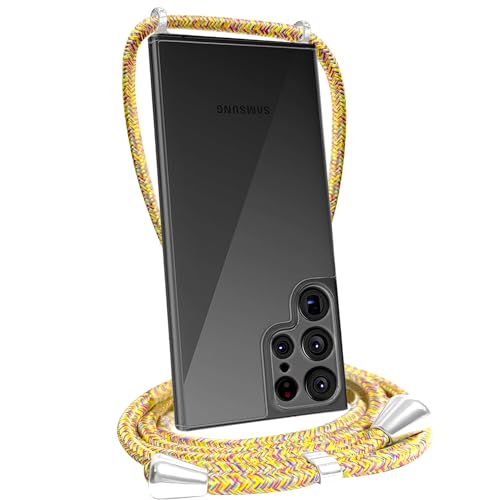 FOQENCCI Schutzhülle für Samsung Galaxy S24 Ultra, mit Umhängeband, Galaxy S24, ultraklar, mit verstellbarem Umhängeband, weiches TPU + hartes Polycarbonat, kratzfester Fallschutz, Gelb, Regenbogen FOQENCCI Schutzhülle für Samsung Galaxy S24 Ultra, mit Umhängeband, Galaxy S24, ultraklar, mit verstellbarem Umhängeband, weiches TPU + hartes Polycarbonat, kratzfester Fallschutz, Gelb, Regenbogen von FOQENCCI