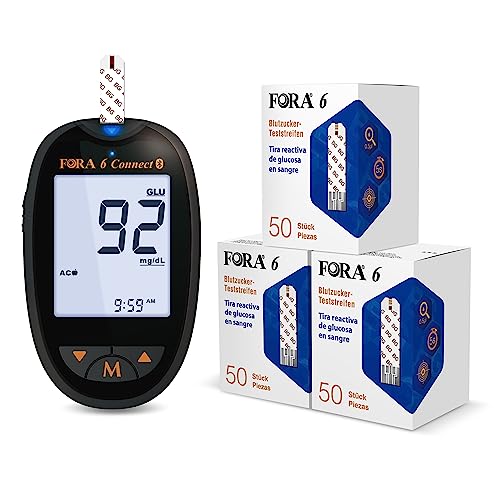FORA 6 in 1 blutzuckermessgeräte Bluetooth, mit 150pcs Blutzucker-Teststreifen von FORA
