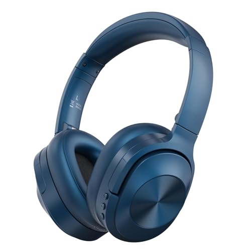U20 Active Noise Cancelling Kopfhörer mit Typ-C Adapter, Over Ear Wireless Bluetooth Kopfhörer, Hi-Res Audio, Deep Bass Memory Foam Ohrmuscheln, 40H Spielzeit für Reisen Home Office (Blau) von FORALL