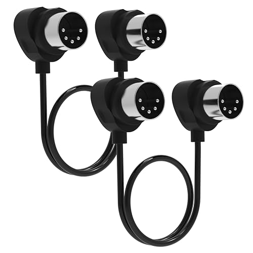FORE 2-Stück 60cm 90-Grad-MIDI-Kabel mit ultrakleinen Steckern für engen Raum, 5-poliges Din-MIDI-Kabel Kompatibel mit MIDI-Tastatur/Schnittstelle/Synthesizer/Gitarre Multi-Effekte/Ideal für Studio von FORE